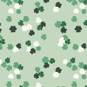 Green Clover Clusters on Mint Green