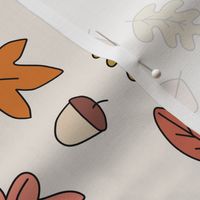 Fall Autumn Leaves on Cream in  Red Gold Pink Orange - 2 inch