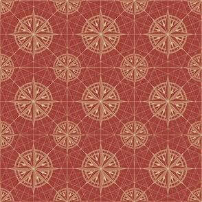Compass Rose, Red and Gold, small