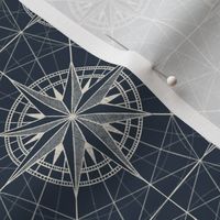 Compass Rose, Navy and Cream