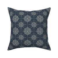 Compass Rose, Navy and Cream