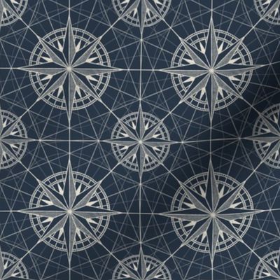 Compass Rose, Navy and Cream