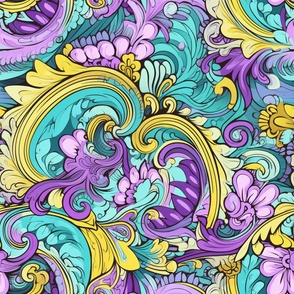 Paisley Pulse Lilac and Teal