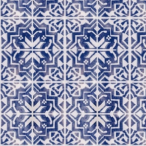 Faux tiles Moroccan-wallpaper blues-vintage