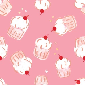 Cupcakes on pink JUMBO