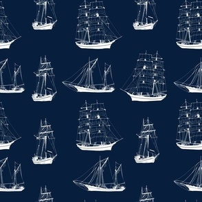 Sea of ships navy blue