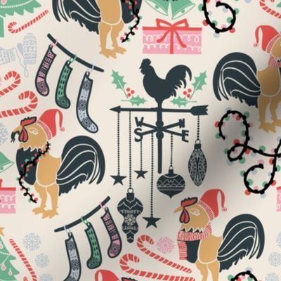 Santa Roosters in Christmas Vibes