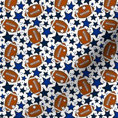 Small Scale Team Spirit Footballs and Stars in Dallas Cowboys Colors Royal Navy Blue Metallic Silver Grey White