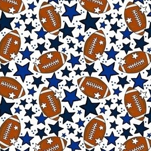 Small Scale Team Spirit Footballs and Stars in Dallas Cowboys Colors Royal Navy Blue Metallic Silver Grey White