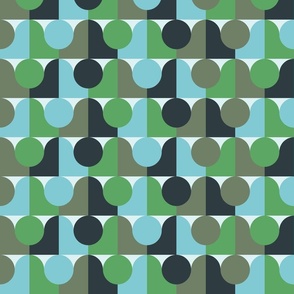 Retro circles mosaic moss green blue