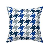Large Scale Team Spirit Football Houndstooth in Dallas Cowboys Colors Navy Royal Blue Metallic Silver Grey White