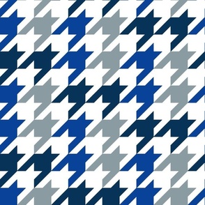 Large Scale Team Spirit Football Houndstooth in Dallas Cowboys Colors Navy Royal Blue Metallic Silver Grey White