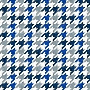 Small Scale Team Spirit Football Houndstooth in Dallas Cowboys Colors Navy Royal Blue Metallic Silver Grey White
