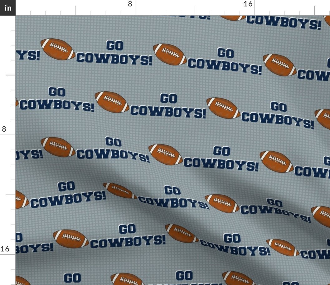 Large Scale Team Spirit Football Go Cowboys! in Dallas Metallic Silver Grey