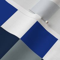 Medium Scale Team Spirit Football Bold Checkerboard in Dallas Cowboys Colors Navy Royal Blue Metallic Silver Grey White