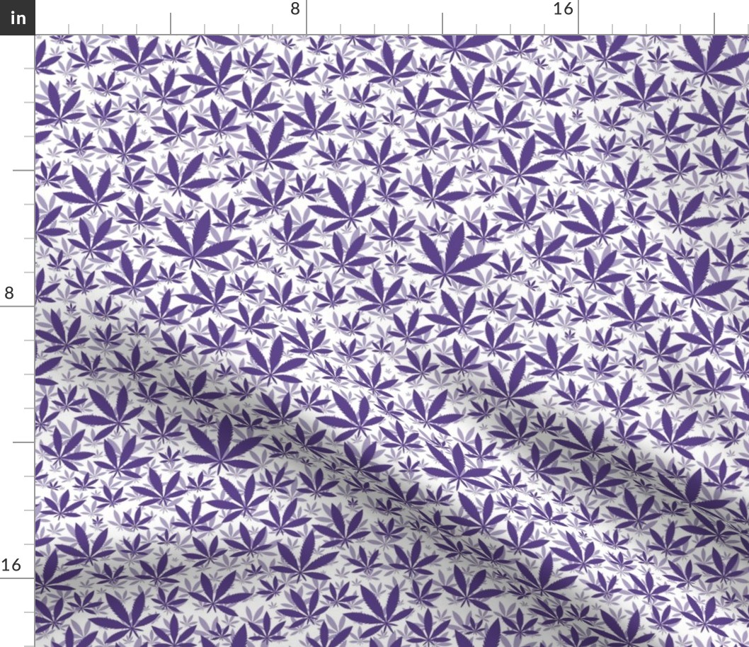 Smaller Scale Marijuana Cannabis Leaves Grape Purple on White