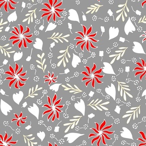 PNG forest flowers - grey red and white