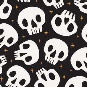 Spooky Cute Skulls | XLg Black + White