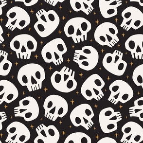 Spooky Cute Skulls | XLg Black + White