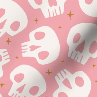 Spooky Cute Skulls & Stars on Bubblegum Pink | Lg