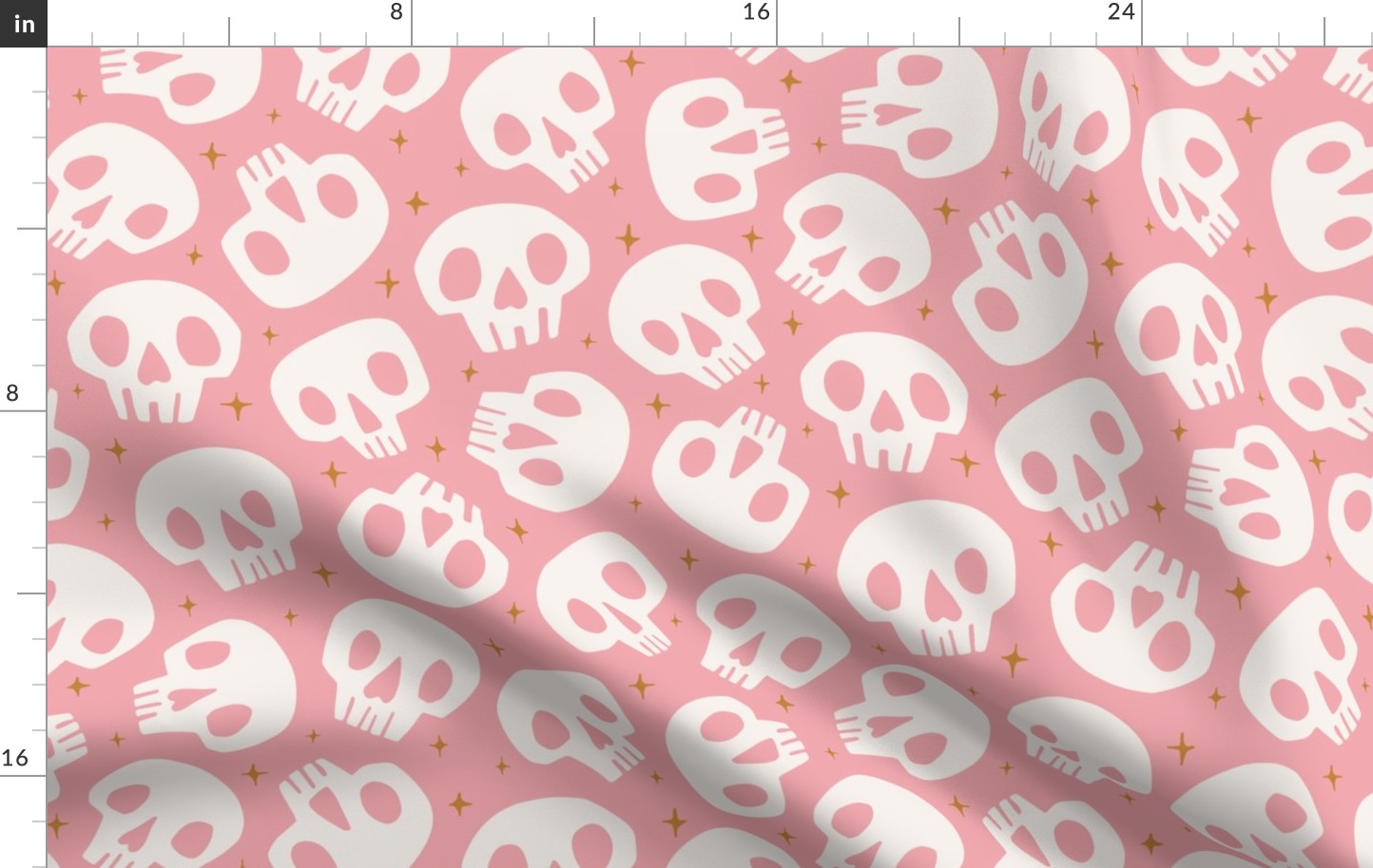 Spooky Cute Skulls & Stars on Bubblegum Pink | Lg