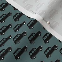 London black cab taxi boys car black and white retro stone blue winter 