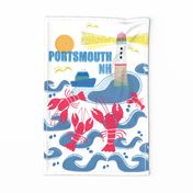 Portsmmouth NH tea towel white