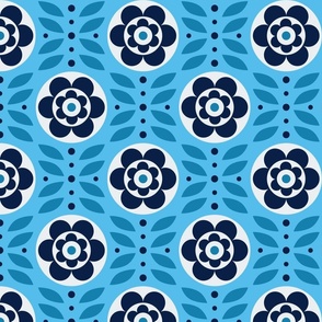 Blue Geometric Flower Pattern
