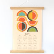 2024 Calendar Tea Towel 70s Bauhaus Rainbow Beige