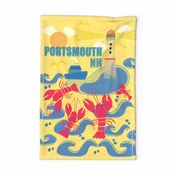Portsmouth NH tea towel yellow