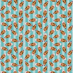 Tropical Christmas // Rudolf Reindeer on the surfboard // hawaii paradise // blue background // stripes and Snowflakes (small)