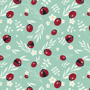 lady bug - light green -WALLPAPER