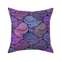 Heads Up Hippos! 24-inch repeat purple watercolours