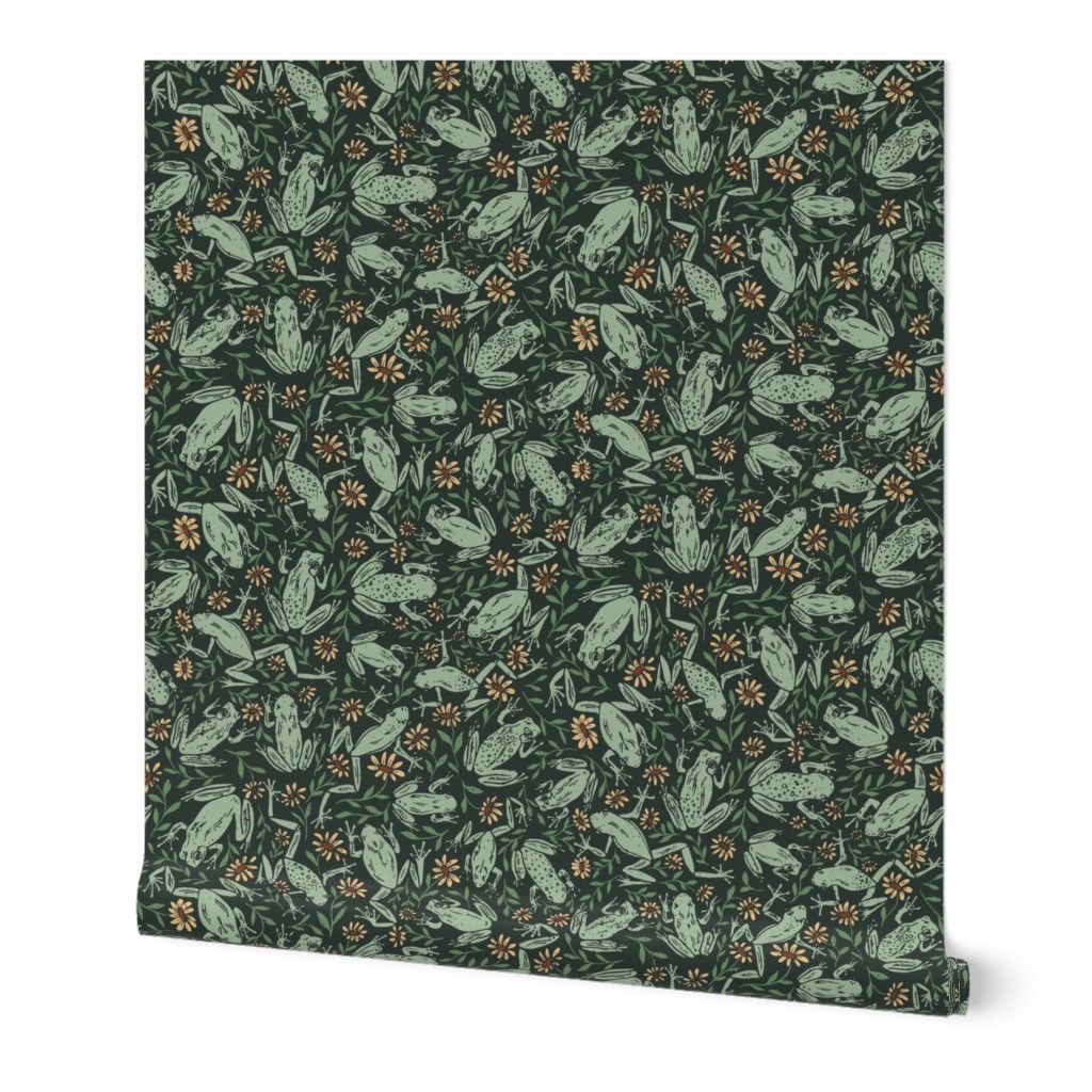 Frogs and Flowers Scattered Block Print - Jumbo