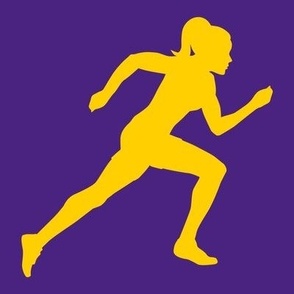 Sports, Running, Girl’s High School Track, Women’s College Track, Track & Field, School Spirit, Purple and Gold,  Purple and Yellow