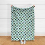 Autumn Retro check sky blue sage green