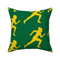 Sports, Running, Girl’s High School Track, Women’s College Track, Track & Field, School Spirit, Green and Gold, Green and Yellow
