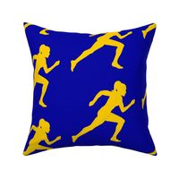 Sports, Running, Girl’s High School Track, Women’s College Track, Track & Field, School Spirit, Blue and Gold, Blue and Yellow