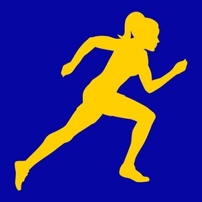 Sports, Running, Girl’s High School Track, Women’s College Track, Track & Field, School Spirit, Blue and Gold, Blue and Yellow