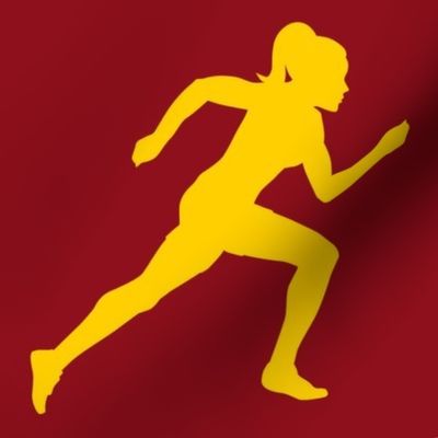 Sports, Running, Girl’s High School Track, Women’s College Track, Track & Field, School Spirit, Maroon and Gold, Crimson and Gold - Red and Yellow