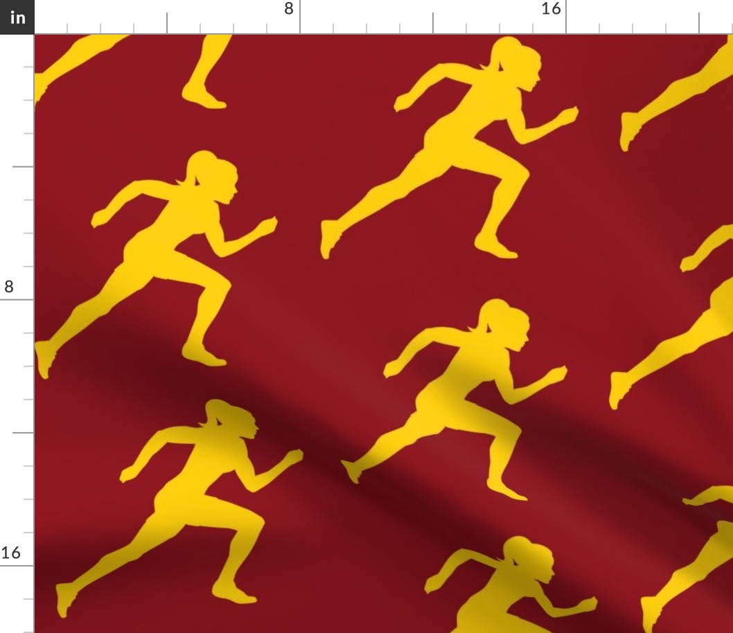 Sports, Running, Girl’s High School Track, Women’s College Track, Track & Field, School Spirit, Maroon and Gold, Crimson and Gold - Red and Yellow