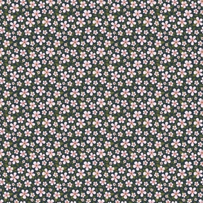 Chalky Ditsy Spring Flowers in Pink (Small Scale)