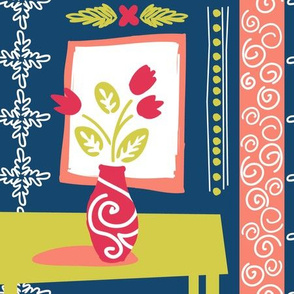 Colourful Abstract Pattern In Matisse Style