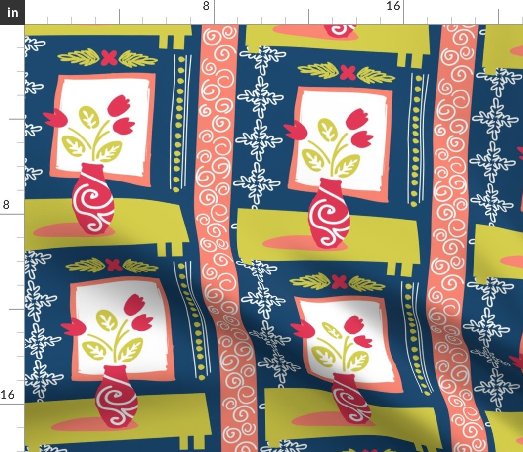 Colourful Abstract Pattern In Matisse Style