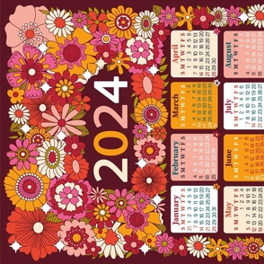 Floral 2024 Calendar Wall Hanging