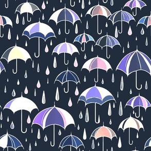 Raining Umbrellas- purple + Pink (Small)