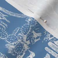 Western Cactoile in Chinoiserie Blue + White