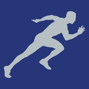 Sports, Running, Boy’s High School Track, Men’s College Track, Track & Field, School Spirit, Blue and Silver - Blue and Gray