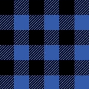 Buffalo check / buffalo plaid cobalt blue & black checkers - small 1x1