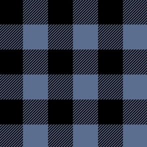 Buffalo check / buffalo plaid denim blue & black checkers - small 1x1
